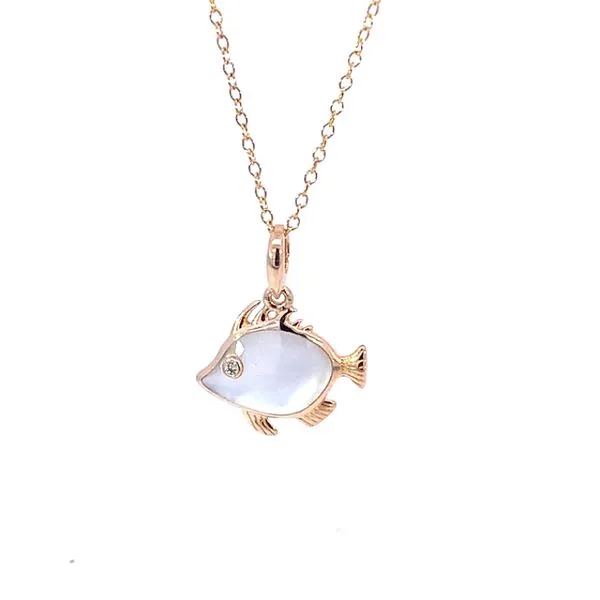 14K White Mother-of-Pearl Fish Necklace Blue Marlin Jewelry, Inc. Islamorada, FL