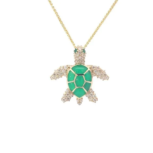 14K Chrysopase Turtle Necklace Blue Marlin Jewelry, Inc. Islamorada, FL