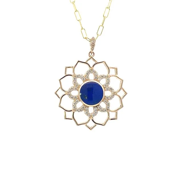 14K Lapis and Diamond Star Flower Necklace Blue Marlin Jewelry, Inc. Islamorada, FL