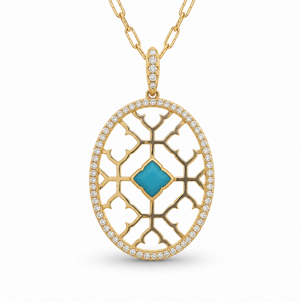 14K Yellow Gold Turquiose Necklace Blue Marlin Jewelry, Inc. Islamorada, FL