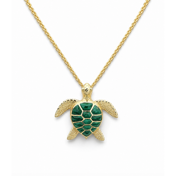 14K Yellow Gold Malachite Necklace Blue Marlin Jewelry, Inc. Islamorada, FL