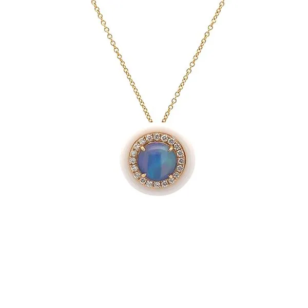 14K White Frame Opal Necklace Blue Marlin Jewelry, Inc. Islamorada, FL