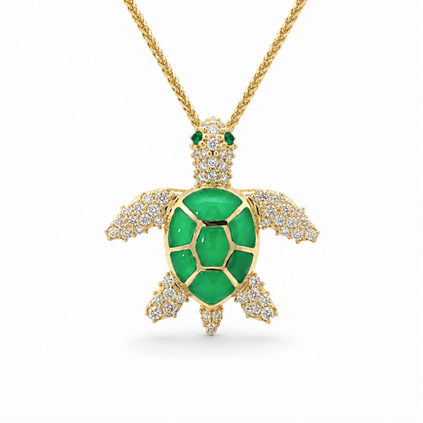 14K Yellow Gold Chyrsoprase Necklace Blue Marlin Jewelry, Inc. Islamorada, FL