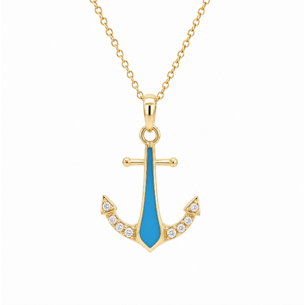 14K Yellow Gold Turquiose Necklace Blue Marlin Jewelry, Inc. Islamorada, FL