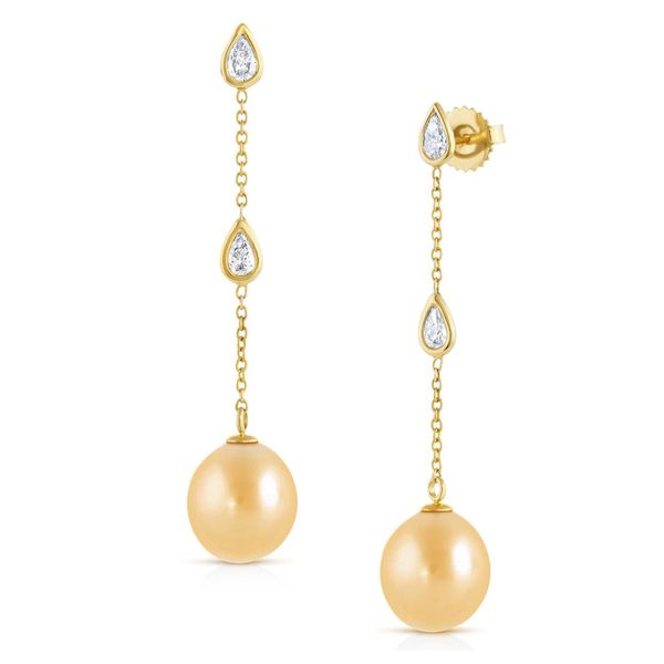 Blue Marlin Signature Pearl Golden South Sea Pearl and Diamond Drop Earrings Blue Marlin Jewelry, Inc. Islamorada, FL