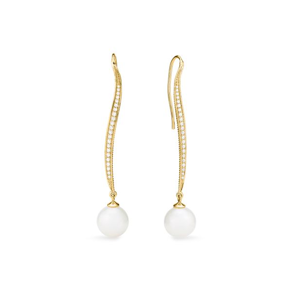 Judith Ripka Shima Long Drop Pearl Earrings Blue Marlin Jewelry, Inc. Islamorada, FL