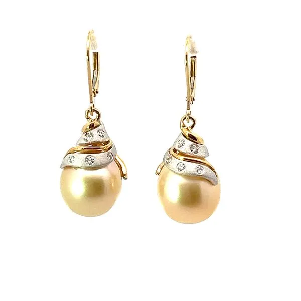 DENNY WONG GOLDEN SOUTH SEAS PEARL LEVERBACK EARRINGS Blue Marlin Jewelry, Inc. Islamorada, FL