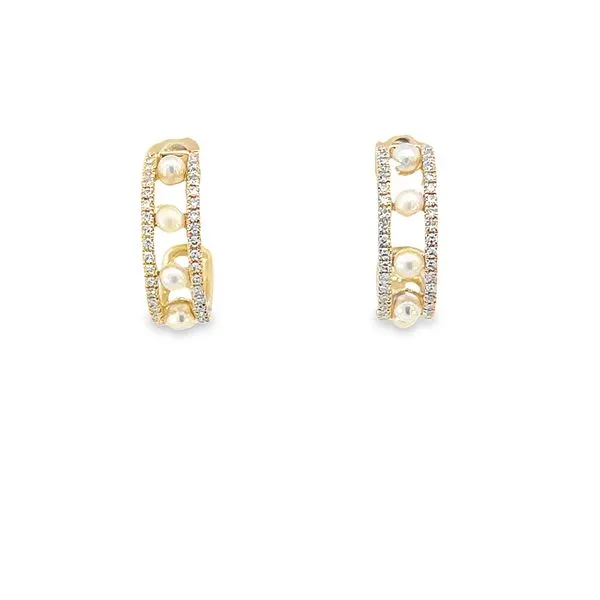 14K .17 TDW Akoya Pearls Open Huggie Post Earrings Blue Marlin Jewelry, Inc. Islamorada, FL