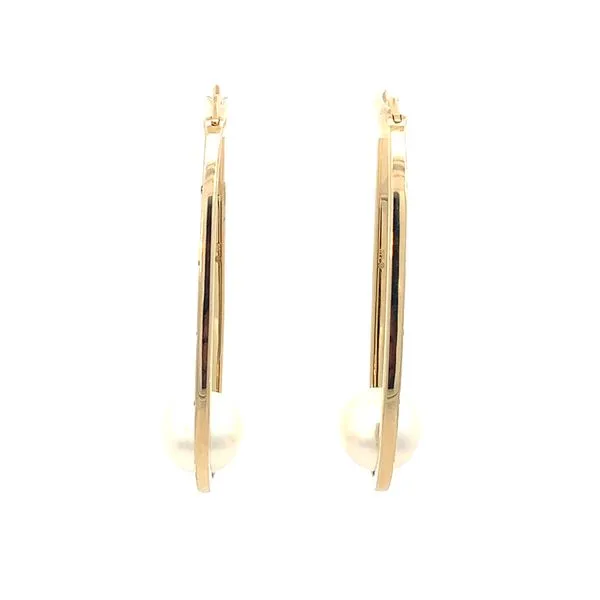 Akoya Pearl Hoop Earrings with Scattered Diamonds Blue Marlin Jewelry, Inc. Islamorada, FL