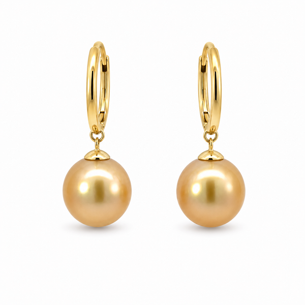 18K Yellow Gold Gold South Sea Huggie Pearl Earrings Blue Marlin Jewelry, Inc. Islamorada, FL