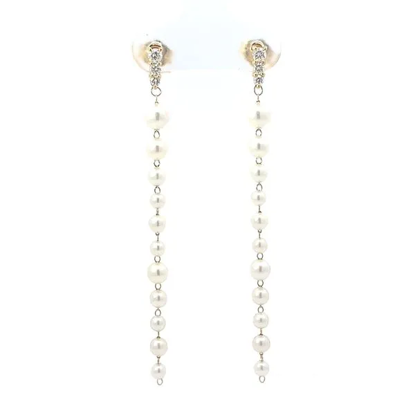 14K Long Dangle Akoya Earrings Blue Marlin Jewelry, Inc. Islamorada, FL