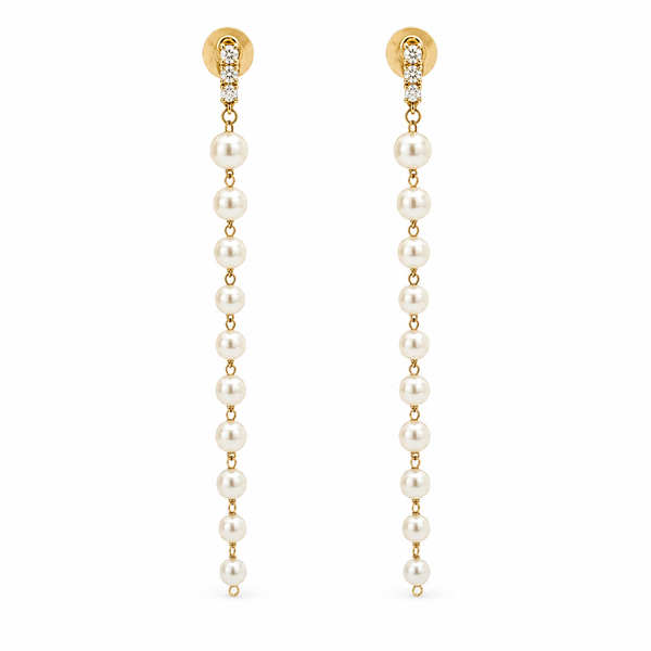 14K Yellow Gold Dangle Pearl Earrings Blue Marlin Jewelry, Inc. Islamorada, FL