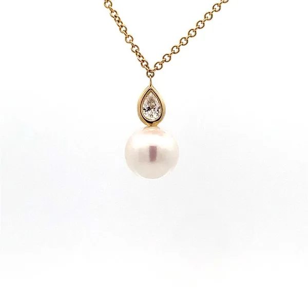 Akoya Pearl Necklace with Two Diamonds Blue Marlin Jewelry, Inc. Islamorada, FL