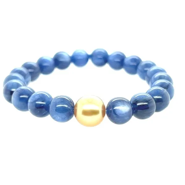 Golden South Seas Pearl and Kyanite Bead Bracelet Blue Marlin Jewelry, Inc. Islamorada, FL