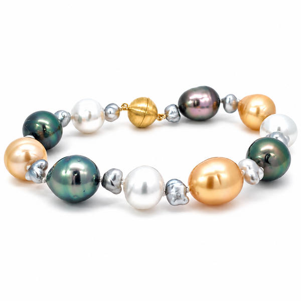 Tahitian and Golden South Sea Pearl Bracelet W/ Keshi Pearls Blue Marlin Jewelry, Inc. Islamorada, FL