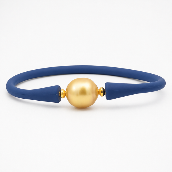 Golden South Sea Pearl Blue Silicone Bracelet Blue Marlin Jewelry, Inc. Islamorada, FL