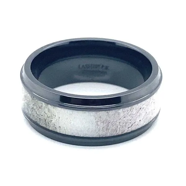 Lashbrook Men's Bevel Zirconium Wedding Band with Antler Inlay Blue Marlin Jewelry, Inc. Islamorada, FL