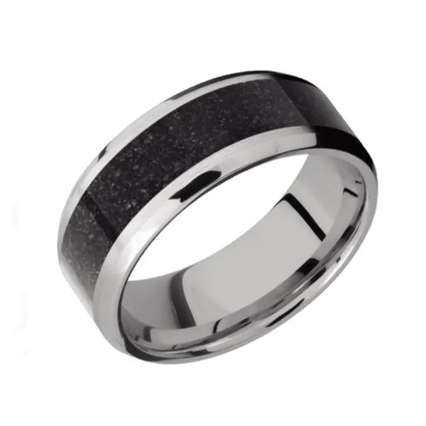 Lashbrook Men's Cobalt Chrome Wedding Band with Black Dinosaur Bone Blue Marlin Jewelry, Inc. Islamorada, FL