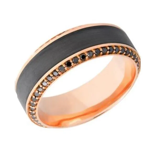 Lashbrook Men's Zirconium Wedding Band with Black Diamonds Blue Marlin Jewelry, Inc. Islamorada, FL
