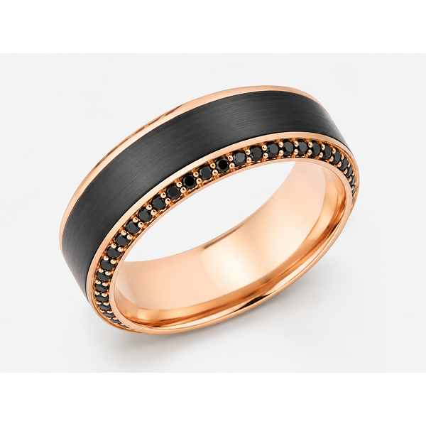 Lashbrook Men's Zirconium Wedding Band with Black Diamonds Blue Marlin Jewelry, Inc. Islamorada, FL