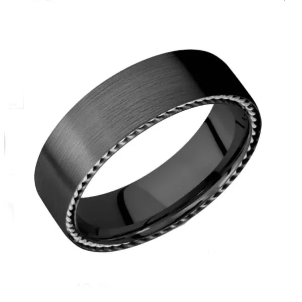 Lashbrook Men's Zirconium Wedding Band with Sidebraid Inlays Blue Marlin Jewelry, Inc. Islamorada, FL