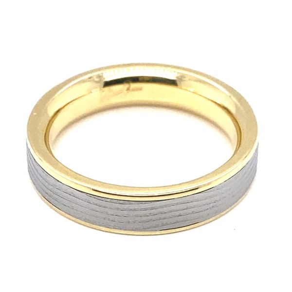 Chris Ploof Designs Stainless Steel Wave Pattern, 18K Yellow Gold Wedding Band/ Ring Blue Marlin Jewelry, Inc. Islamorada, FL