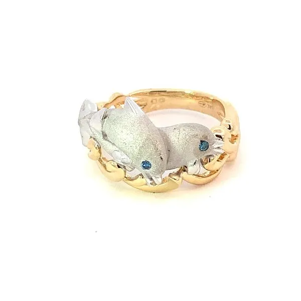 14K Two Tone Dolphin Ring Image 2 Blue Marlin Jewelry, Inc. Islamorada, FL
