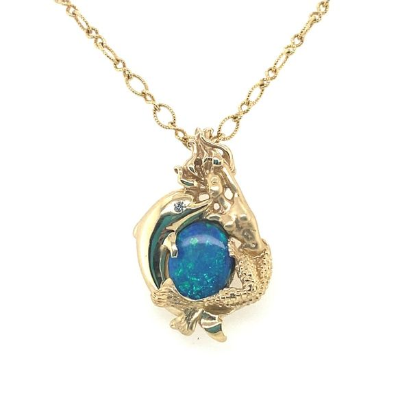 Steven Douglas Opal Mermaid and Dolphin Pendant with Diamonds Blue Marlin Jewelry, Inc. Islamorada, FL