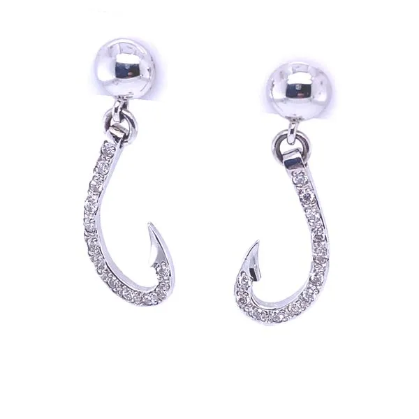 Diamond Fish Hook Earrings Blue Marlin Jewelry, Inc. Islamorada, FL