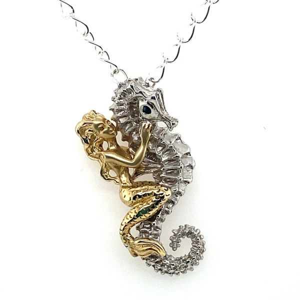 Steven Douglas Mermaid & Seahorse Pendant with Blue Sapphire Blue Marlin Jewelry, Inc. Islamorada, FL