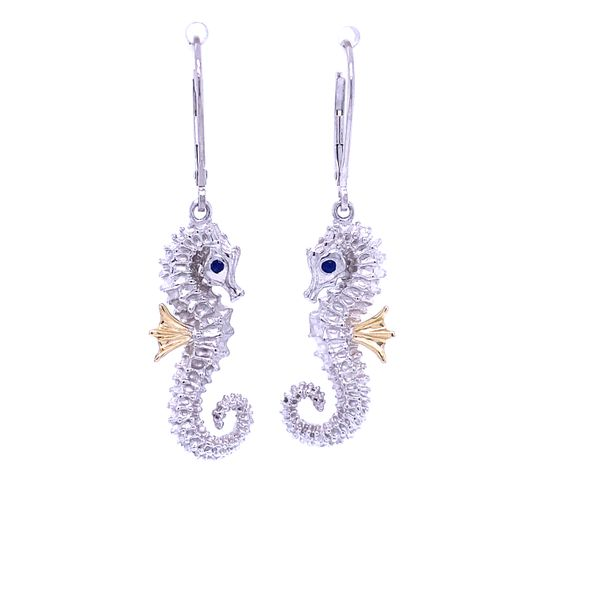 Steven Douglas Seahorse Leverback Earrings with Blue Sapphire Blue Marlin Jewelry, Inc. Islamorada, FL