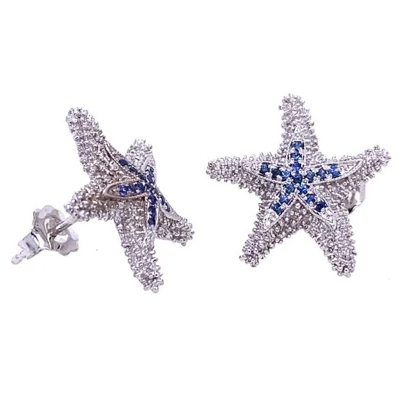 Denny Wong  Starfish Stud Earrings with Blue Sapphires Image 2 Blue Marlin Jewelry, Inc. Islamorada, FL