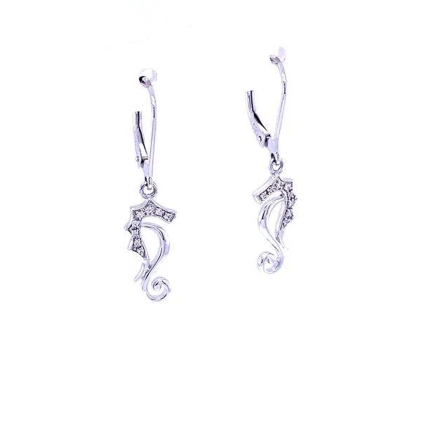 Diamond Seahorse Earrings Image 4 Blue Marlin Jewelry, Inc. Islamorada, FL