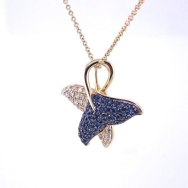 Sapphire Whale Tail Pendant Image 2 Blue Marlin Jewelry, Inc. Islamorada, FL