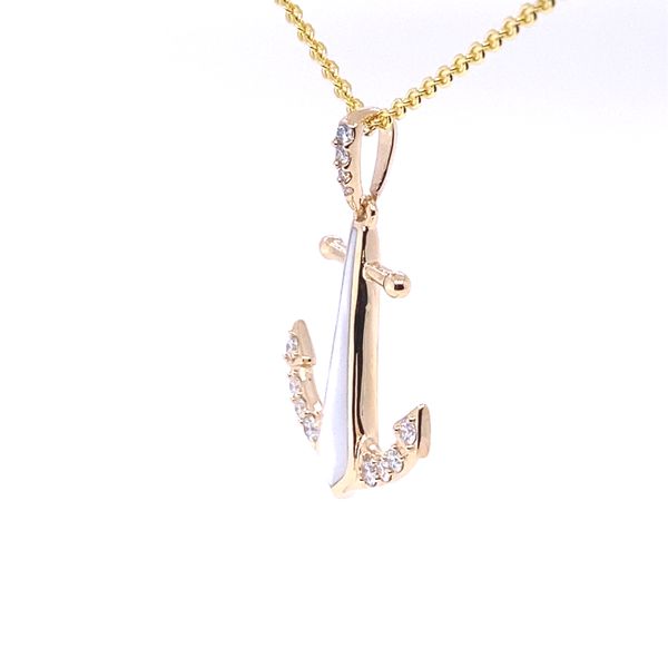 Kabana Mother of Pearl Anchor Pendant/Necklace with Diamonds Image 2 Blue Marlin Jewelry, Inc. Islamorada, FL