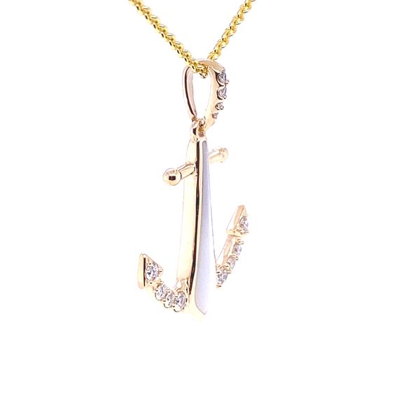 Kabana Mother of Pearl Anchor Pendant/Necklace with Diamonds Image 4 Blue Marlin Jewelry, Inc. Islamorada, FL