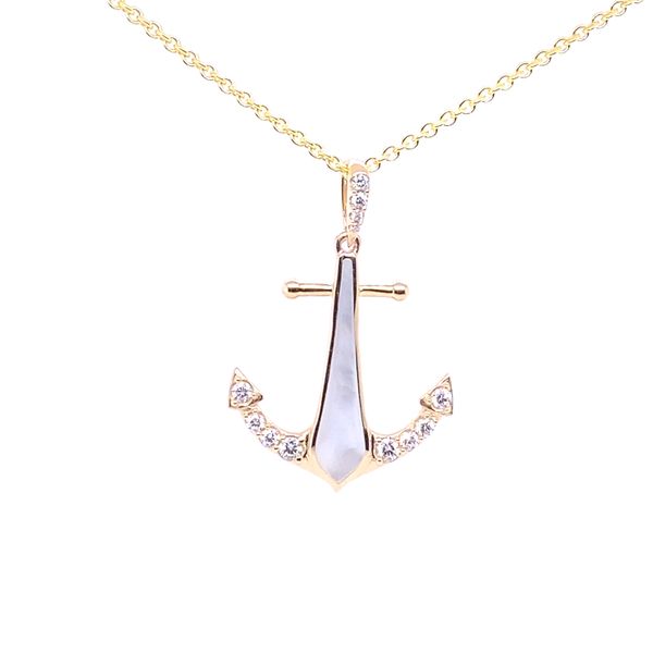 Kabana Mother of Pearl Anchor Pendant/Necklace with Diamonds Blue Marlin Jewelry, Inc. Islamorada, FL