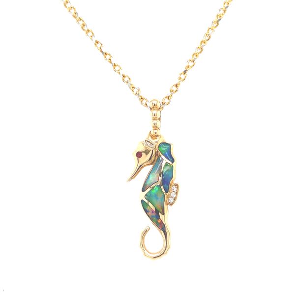 Kabana Opal Seahorse Pendant with Ruby and Diamonds Blue Marlin Jewelry, Inc. Islamorada, FL