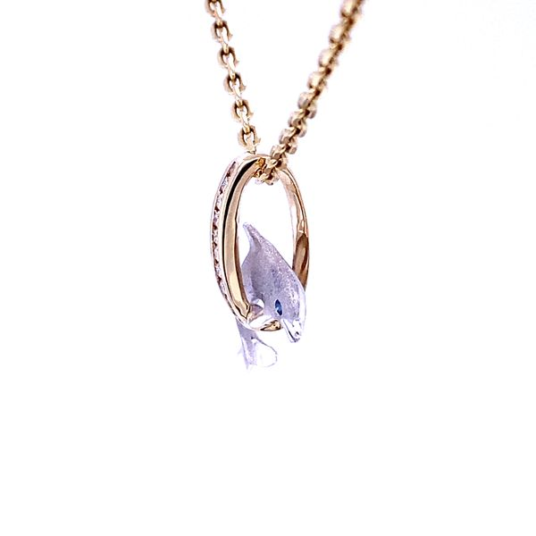 Denny Wong Small Dolphin Hoop Pendant with Diamonds Image 2 Blue Marlin Jewelry, Inc. Islamorada, FL