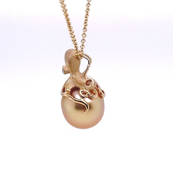 Denny Wong Golden South Sea Pearl Octopus Pendant with Diamonds Image 2 Blue Marlin Jewelry, Inc. Islamorada, FL