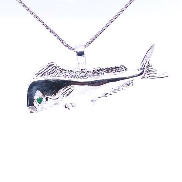 Silver Bull Dolphin Fish Pendant Image 2 Blue Marlin Jewelry, Inc. Islamorada, FL