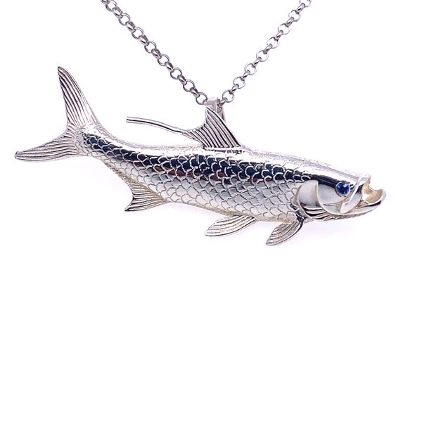 Silver Tarpon Fish Pendant