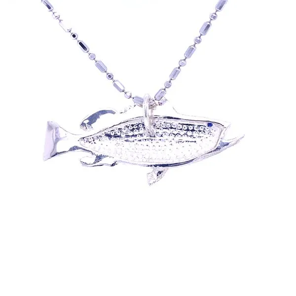 Silver Grouper Fish Pendant with Blue Sapphire Eye Image 3 Blue Marlin Jewelry, Inc. Islamorada, FL