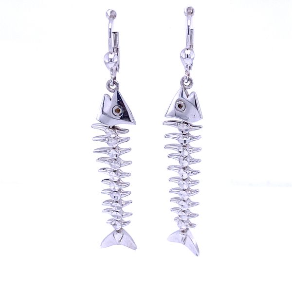 Silver Fish Bone Earrings Blue Marlin Jewelry, Inc. Islamorada, FL