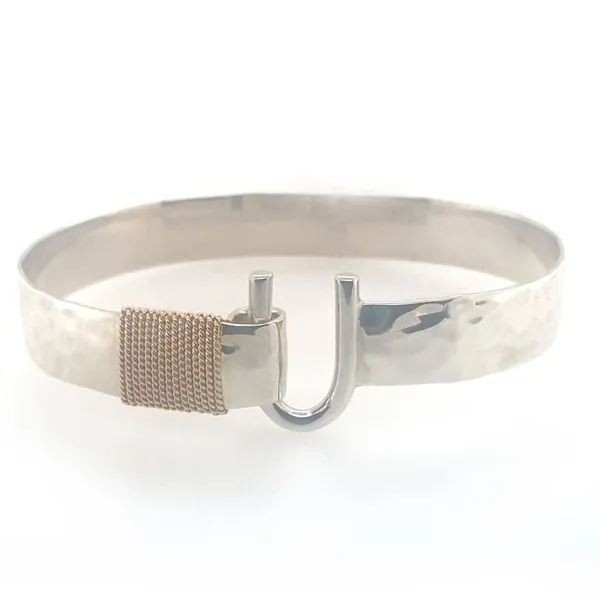 14K & Sterling Silver Hammered Wide Caribbean Hook Bracelet Blue Marlin Jewelry, Inc. Islamorada, FL