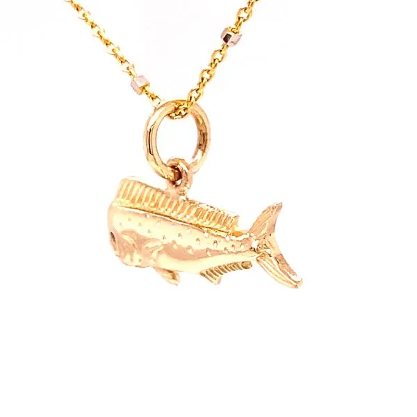 Mahi Mahi  Fish Charm/Pendant with Sapphire Eye Image 4 Blue Marlin Jewelry, Inc. Islamorada, FL