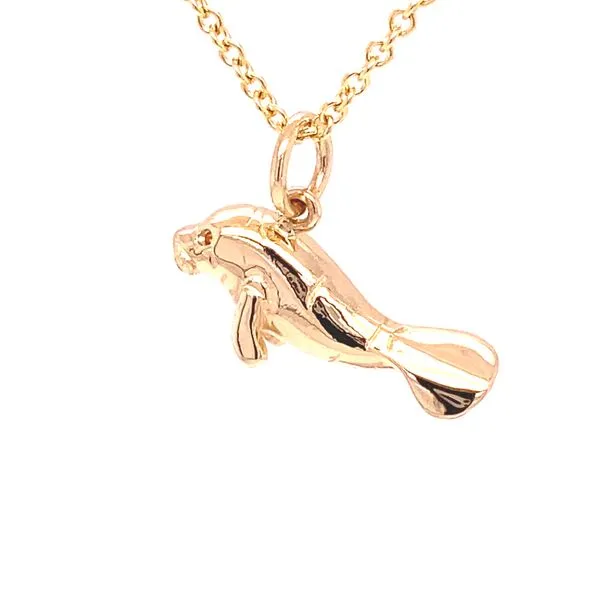 Full Round Manatee Charm/Pendant with Sapphire eye Image 3 Blue Marlin Jewelry, Inc. Islamorada, FL