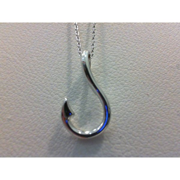 14k White Gold Fishing Hook Pendant 001-416-00659, Blue Marlin Jewelry,  Inc.