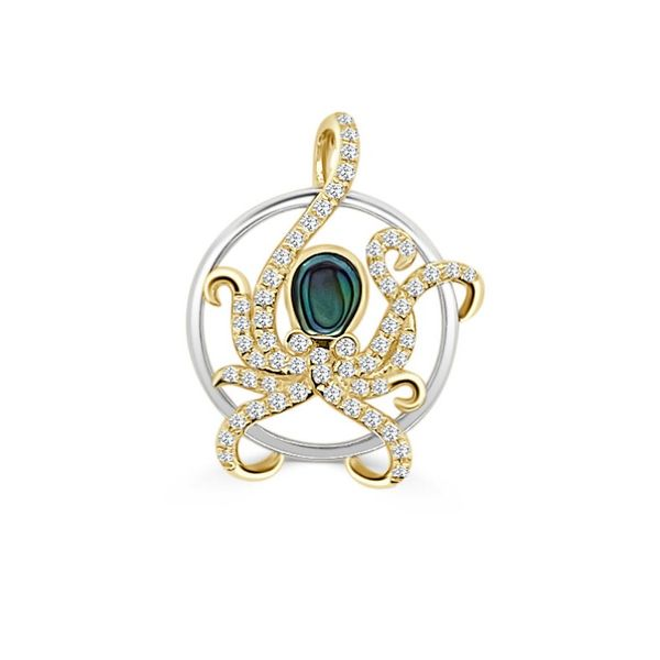 Frederic Sage Abalone and Diamond  Octopus Pendant Necklace Blue Marlin Jewelry, Inc. Islamorada, FL