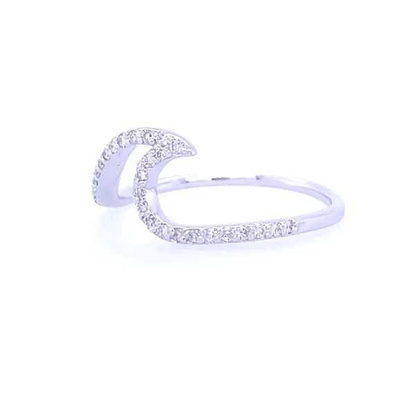 Women's White Gold Wave Fashion Ring with Diamonds Image 4 Blue Marlin Jewelry, Inc. Islamorada, FL